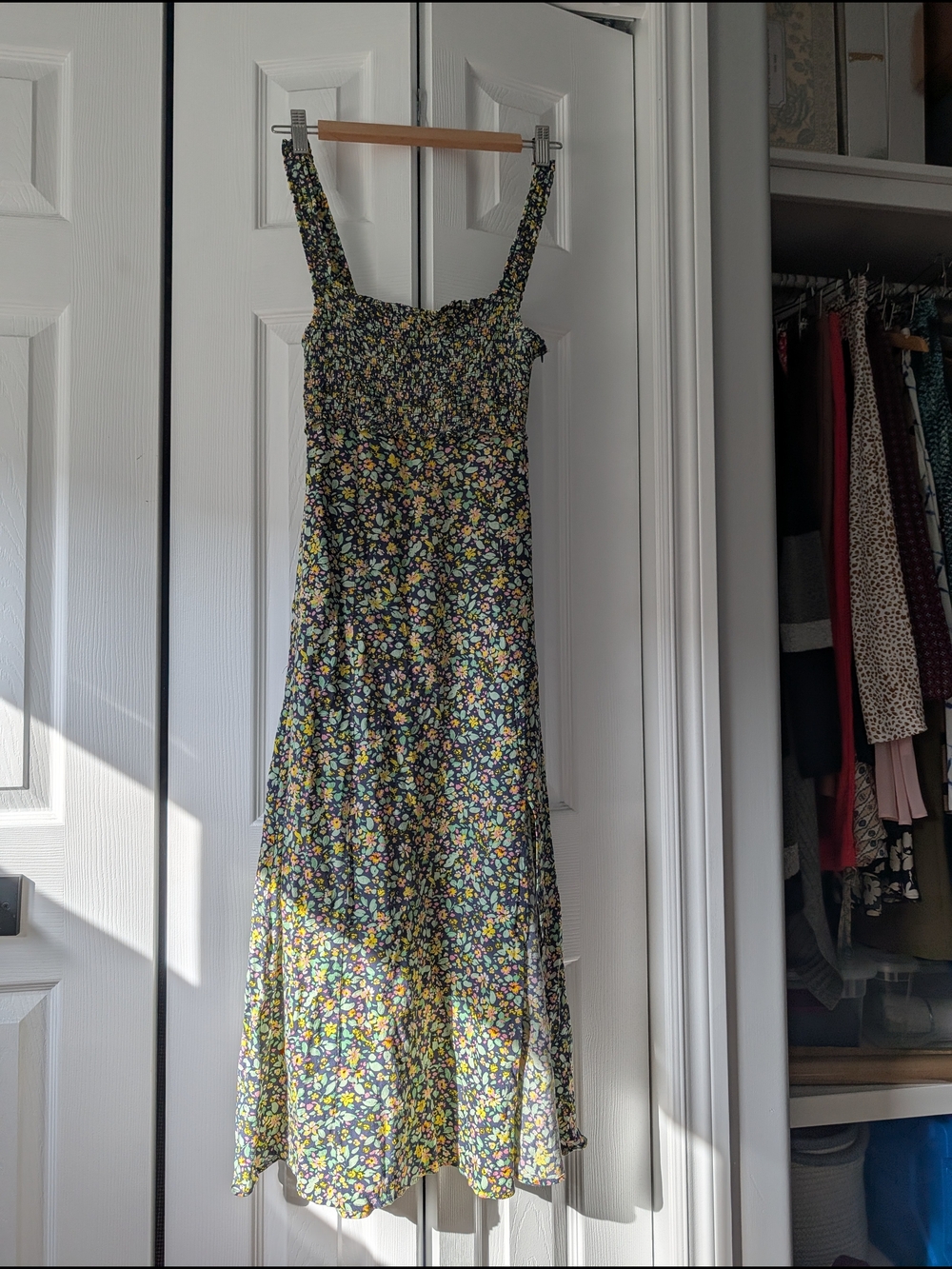 Dex Navy Maxi Dress with Yellow and White Floral Print